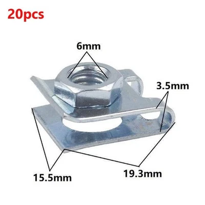 Automotive License Plate Fastener Kit 20 Metal Screws and U Type Clips - Image 1 of 4