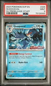 PSA 9 Mint Quaquaval SVP005 Scarlet Violet Base STAFF Prerelease Promo Pokemon - Picture 1 of 2