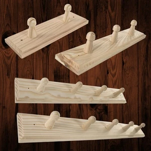 3/4/5 clavijas ganchos de puerta de madera estante ropa colgante soporte pared/pino liso - Imagen 1 de 49