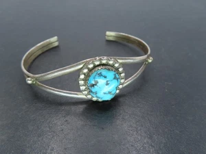 Sterling Silver & Turquoise Cuff Bracelet, Signed Y, 11.6g - Picture 1 of 8