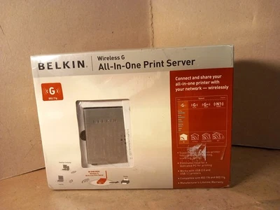 Belkin Wireless G All-in-One Network Print Server USB to LAN RJ45 F1UP0002 BOXED - Image 1 of 4
