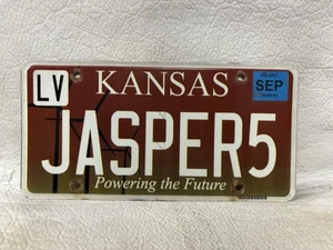 2021 Kansas Powering The Future Vanity License Plate ~ JASPER5 - Picture 1 of 2