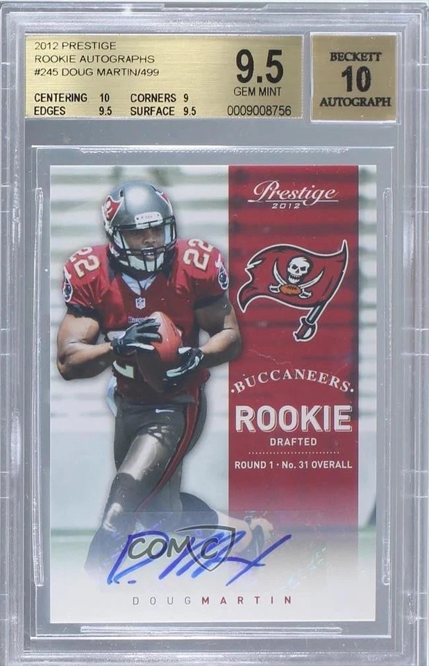2012 Playoff Prestige Signatures Doug Martin BGS 9.5 GEM MINT Rookie Auto RC - Image 1 of 2