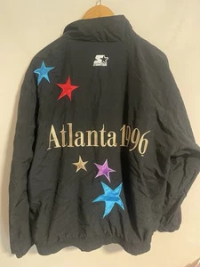 Vintage 1996 Atlanta Olympics Starter Jacket Men Large Black Zip Windbreaker USA - Picture 1 of 6