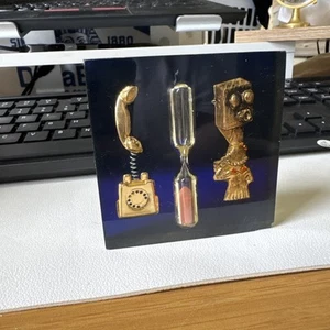 Vintage Lobeco Hourglass Telephone Timer Paperweight Decoration 3" W x 2 7/8" H - Picture 1 of 4