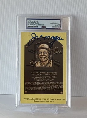 Tarjeta postal firmada por Joe Morgan automática HoF PSA/DNA rojos Foto 1 de 2