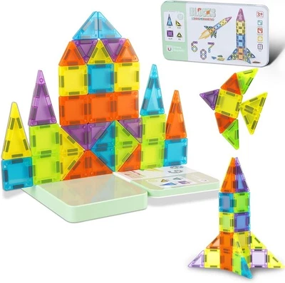 Mini Magnetic Tiles Travel Set, 50PCS Magnet Building Blocks for Kids 3+ - Image 1 of 4