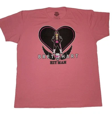 Camisa Hart WWE Bret "The Hitman" XL 2018 Rosa ❌Tee Gráfica Marca Nerds Lucha Libre Foto 1 de 4