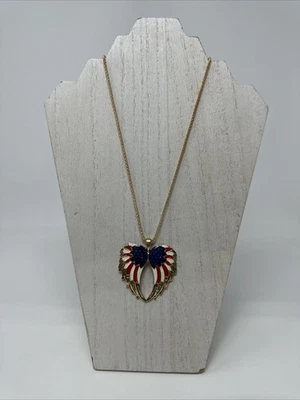 Collar de colección Betsey Johnson con alas de bandera americana (b-354) Foto 1 de 4