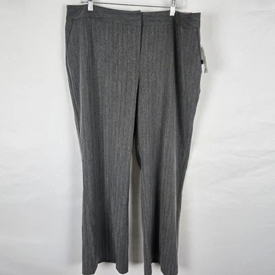 Fashion Bug Pants Women's 20W Gray Purple Pinstripe Flat Front Straight Leg - Image 1 of 4