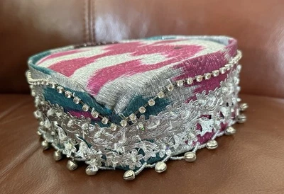 NEW Bejeweled Traditional Tambourine Women’s Hat Handmade Dance Uzbekistan Bells - Image 1 of 4