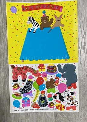 Vintage Sandylion Maxi Activity HAPPY BIRTHDAY THEME Sticker Sheet - Image 1 of 2