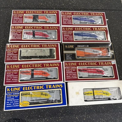K-Line O/0-27 Scale Western Pacific Box Car And Caboose Lot 10 Train In Box - Image 1 of 4
