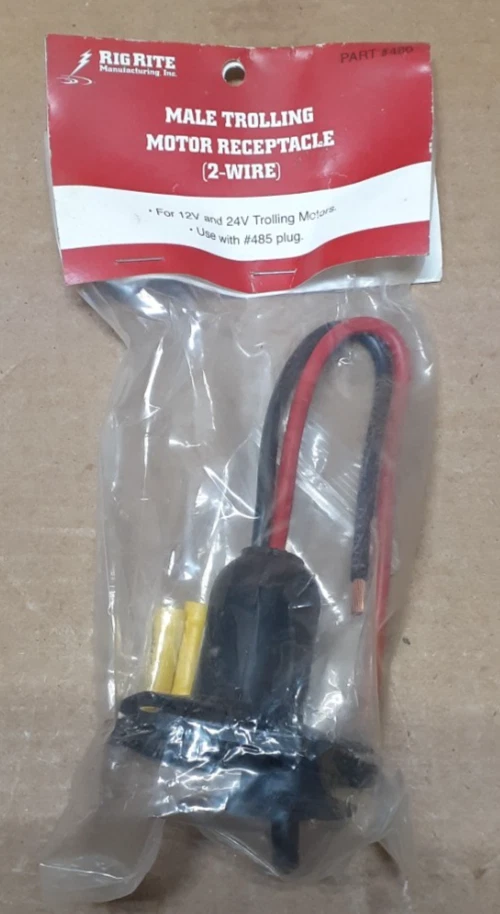 RIG-RITE 480 Male Trolling Motor Receptacle 2 Wire for 12V and 24V - Image 1 of 1