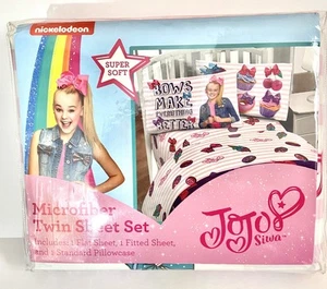 Twin Bed Sheet Set Nickelodeon JoJo Siwa 3PC Kidcore Bows Make Everything Better - Picture 1 of 3