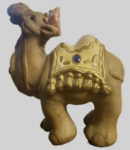 Vintage Keramik Kamel Figur mit Deko Sattel & Edelstein Akzenten Wohndeko - Bild 1 von 8