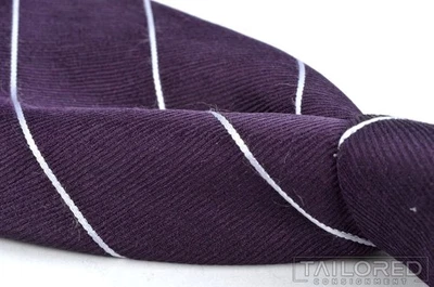 Gravata de luxo masculina listrada roxa etiqueta prata 100% seda GIORGIO ARMANI - 3,50" - Imagem 1 de 4