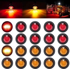 PSEQT 3/4" Round LED Side Marker Clearance Lights 10Pcs Red, Amber - Picture 1 of 7