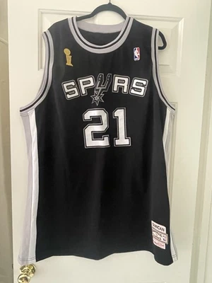 Tim Duncan Black Hardwood Classics Spurs Mens Basketball Jersey - Image 1 of 4