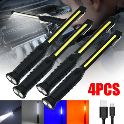 USB Rechargeable White/Red Blue LED Work Light Hand Torch Inspection Garage Lamp