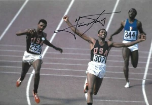 tommie smith USA wins gold 200m final mexico 1968 signed 12x8 photo - Picture 1 of 4
