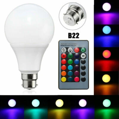 B22 20W Dimmable RGB 16 Colour Changing LED Light Lamp Bulb + Remote Control - Image 1 of 4