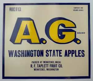 A.G. Etichetta vintage originale Apple Crate, Wenatchee, Washington - Foto 1 di 3