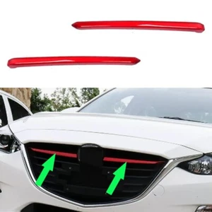 2x For Mazda 3 2014 2015 2016 ABS Red Front Bumper Grille Upper Decorate Frame - Picture 1 of 1