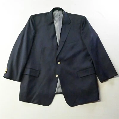 Lindley Bespoke 48R Navy Blue Gold Button 100% Wool Blazer Sport Coat Jacket - Image 1 of 4