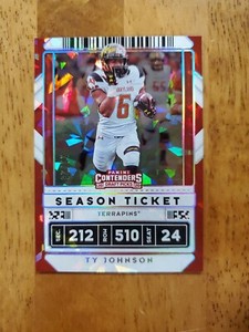 2020 Panini Contenders Draft Picks Cracked Ice Ticket /23 Ty Johnson #100 jets