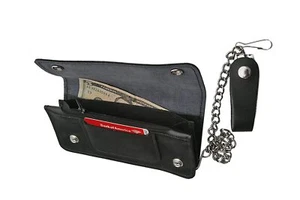 Large Bifold Biker Wallet 8x3.75inch Black - Picture 1 of 3