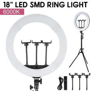 18" LED Ring Light Kit with Stand Dimmable 6000K For Social Media/Beauty Shoot - Picture 1 of 12