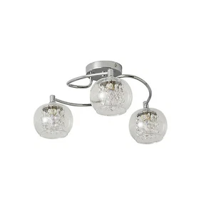 Ceiling Light 3 Way Clear Beaded Glass Globe Shades Chrome Bedroom Living Room - Picture 1 of 5
