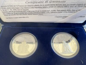 SAN MARINO 2000 - DITTICO LIRE 5000 + 10000 ARGENTO PROOF - GIUBILEO DEL 2000 - Imagen 1 de 6