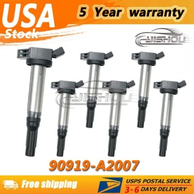 6PCS 90919-A2007 For Toyota Avalon Camry Lexus RX350 ES350 3.5L Ignition Coils - Image 1 of 4