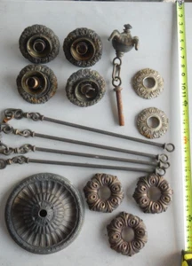 Victorian Pan Hanging Arm Chandelier Light 4 Socket Lighting w/ Extra Parts - Picture 1 of 15