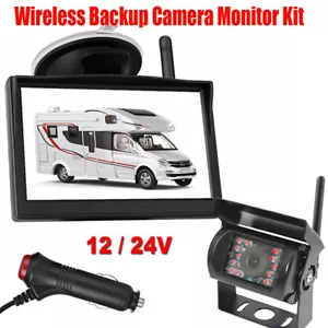 Truck Caravan Wireless Reverse Camera Night Vision System 5" Rear View Monitor - Picture 1 of 24
