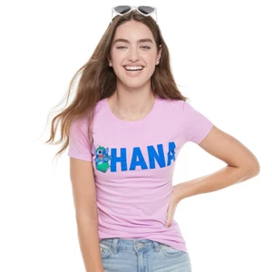 Disney's Stitch Juniors' Size Large Ohana Graphic Tee Retail $24.00 - Picture 1 of 6