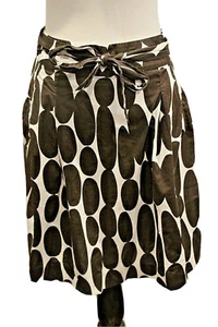 ANN TAYLOR Women's Brown/Ivory Geometric Tie Waist Skirt, Size 6 - Picture 1 of 5