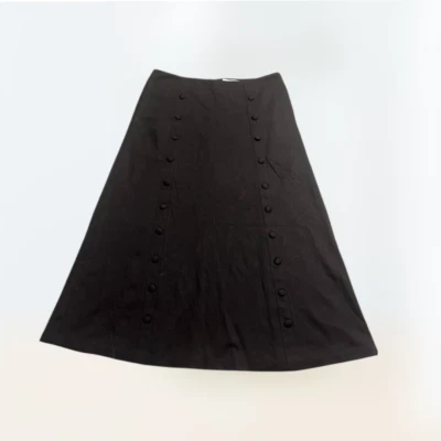 Falda Carmen by Carmen Marc Valvo Talla 4 Negra Línea A Botón Acento Carrera Foto 1 de 3