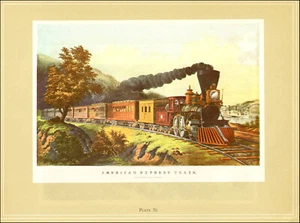 1942 Vintage Print 1864 American Express Train Steam Engine Currier and Ives - Picture 1 of 3