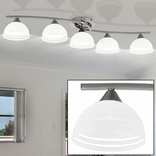 Ceiling light nickel matt living room 5-lamp white glass lobby trio 608210507