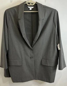 Old Navy Relaxed Blazer Jacket Unlined Gray Stripe 2 Button Pockets New Size 4X - Picture 1 of 10