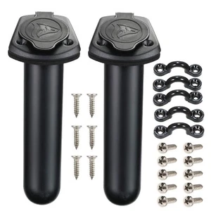 2 Pack Kayak Deck Flush Mount Fishing Rod Holders and Cap Cover for Boat, Can... - Picture 1 of 7