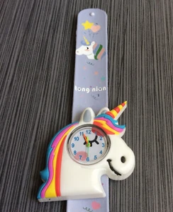 Girls Watch White Unicorn Slap-on Watch Round Dial Blue Numbered Hours New! - Picture 1 of 2
