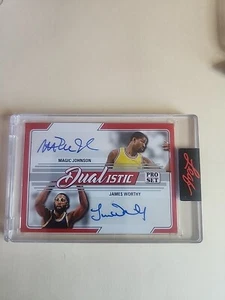 2022 Pro Set Dualistic MAGIC JOHNSON JAMES WORTHY AUTO Encased LAKERS - Picture 1 of 2