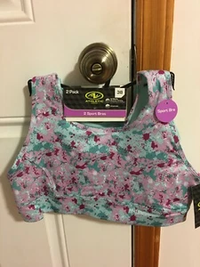 BRAND NEW GIRL'S SIZE XX-LARGE ATHLETIC WORKS 2 PACK SPORTS BRAS BAND SIZE 38 - Picture 1 of 7