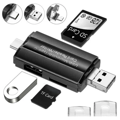 Adapter Card Reader SDXC 3 In 1 USB C/Micro/USB 2.0 to SD/TF OTG Smart - Image 1 of 4