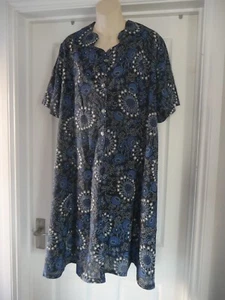 Blue Floral Dress Ladies Size 28 Summer Skater Classic Holiday Party Versatile - Picture 1 of 15