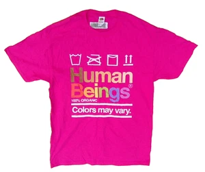 Human Beings t-shirt women's size Medium graphic pink cotton - Picture 1 of 4